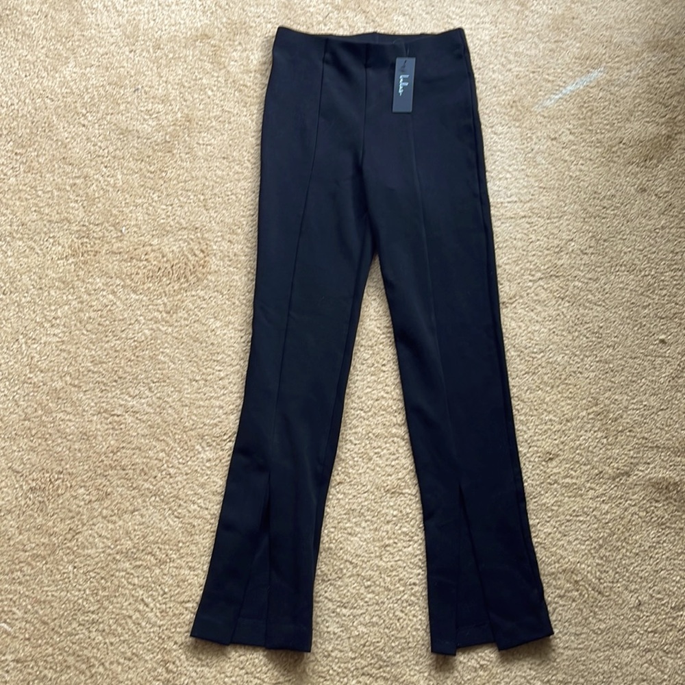 Lulus black slit front pants size small NWT